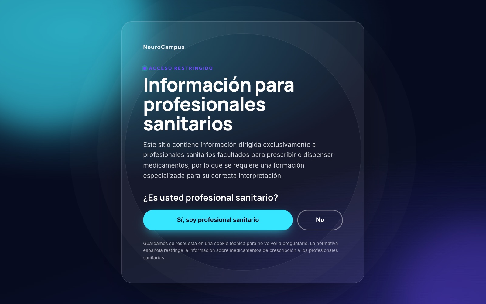 Ventana de aviso: la información de este sitio está dirigida exclusivamente a profesionales sanitarios, con la opción de confirmarlo o salir